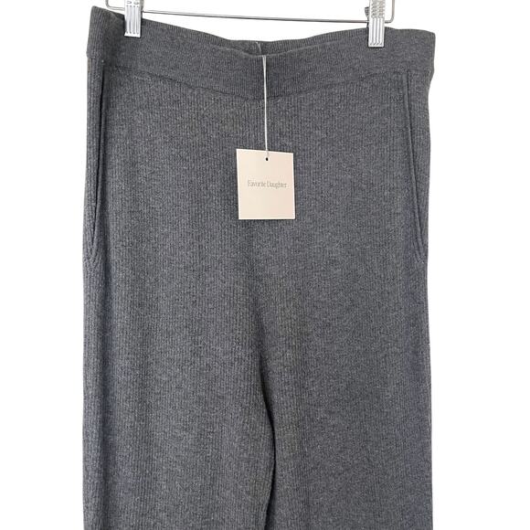 FAVORITE DAUGHTER NWT Knit Ribbed Wool Blend Flare Pants in Storm Cloud Size XL - Picture 4 of 11